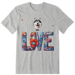 Love Flower Pattern Personalized T-Shirt, Hoodies & Sweatshirt - Photo, dog name can be customized