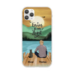 Man and Cats Personalized Phone Case for iPhone - Name, Skin, Hair, Cat, Background, Quote can be customized