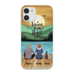 Man and Woman and Cats Personalized Phone Case for iPhone - Name, Skin, Hair, Cat, Background, Quote can be customized