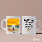 Cats and Dogs on the Beach Personalized Mug - Name, cat, dog, background, quote can be customized