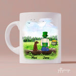 St.Patrick's Day Girl and Dogs Personalized Mug - Name, skin, hair, dog, background can be customized