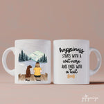 Little Girl and Dogs Personalized Mug - Name, skin, hair, dog, background, quote can be customized