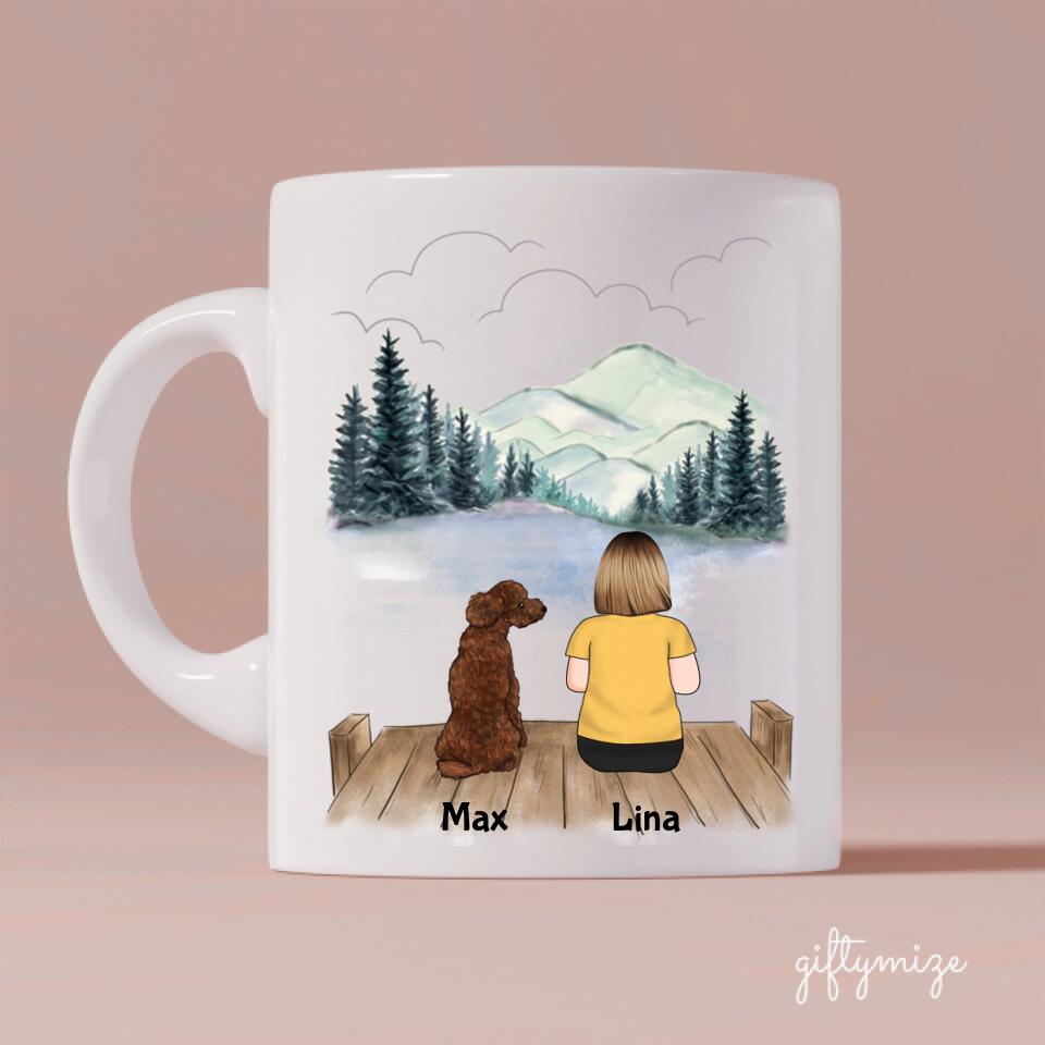 Little Girl and Dogs Personalized Mug - Name, skin, hair, dog, background, quote can be customized - Giftymize™️