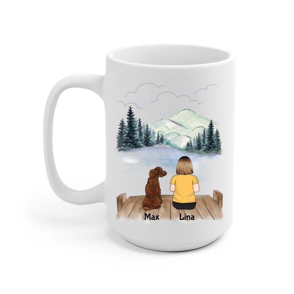 Little Girl and Dogs Personalized Mug - Name, skin, hair, dog, background, quote can be customized - Giftymize™️