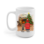Man and Cats Christmas Personalized Mug - Name, skin, hair, cat, background, quote can be customized
