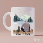 Father and Cats Personalized Mug - Name, skin, hair, cat, background can be customized