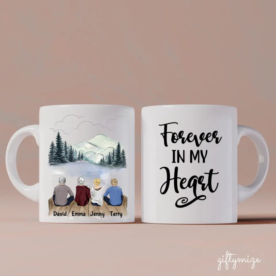 Family Personalized Mug - Name, Skin, Clothes, Hair, Background, Quote can be customized