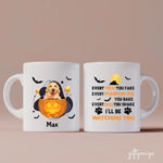 Halloween Dog and Pumpkin Personalized Mug - Name, dog, quote can be customized