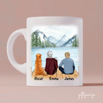 Mom and Son with Dog Squad Personalized Mug - Name, skin, hair, clothes, dog, background, quote can be customized