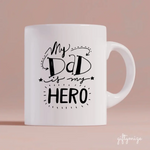 Dad and Daughter with Dog Squad Personalized Mug - Name, skin, hair, clothes, dog, background, quote can be customized