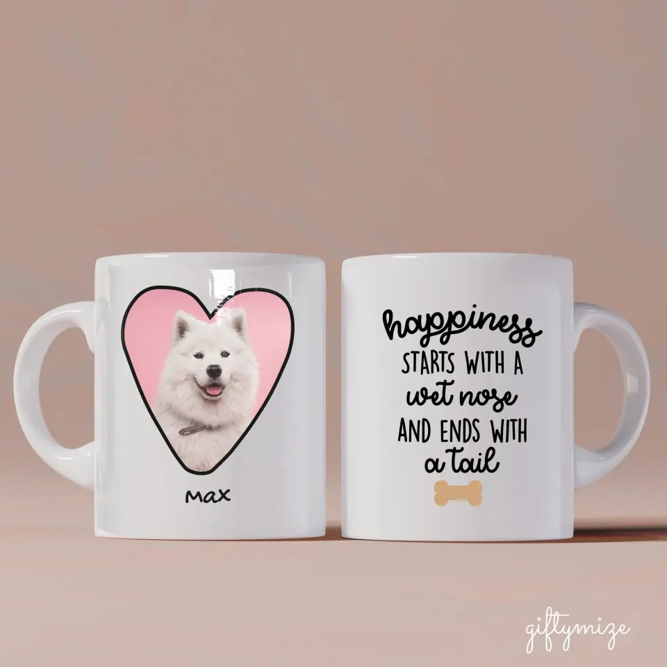 Heart Photos with Name - Personalized Dog Mug