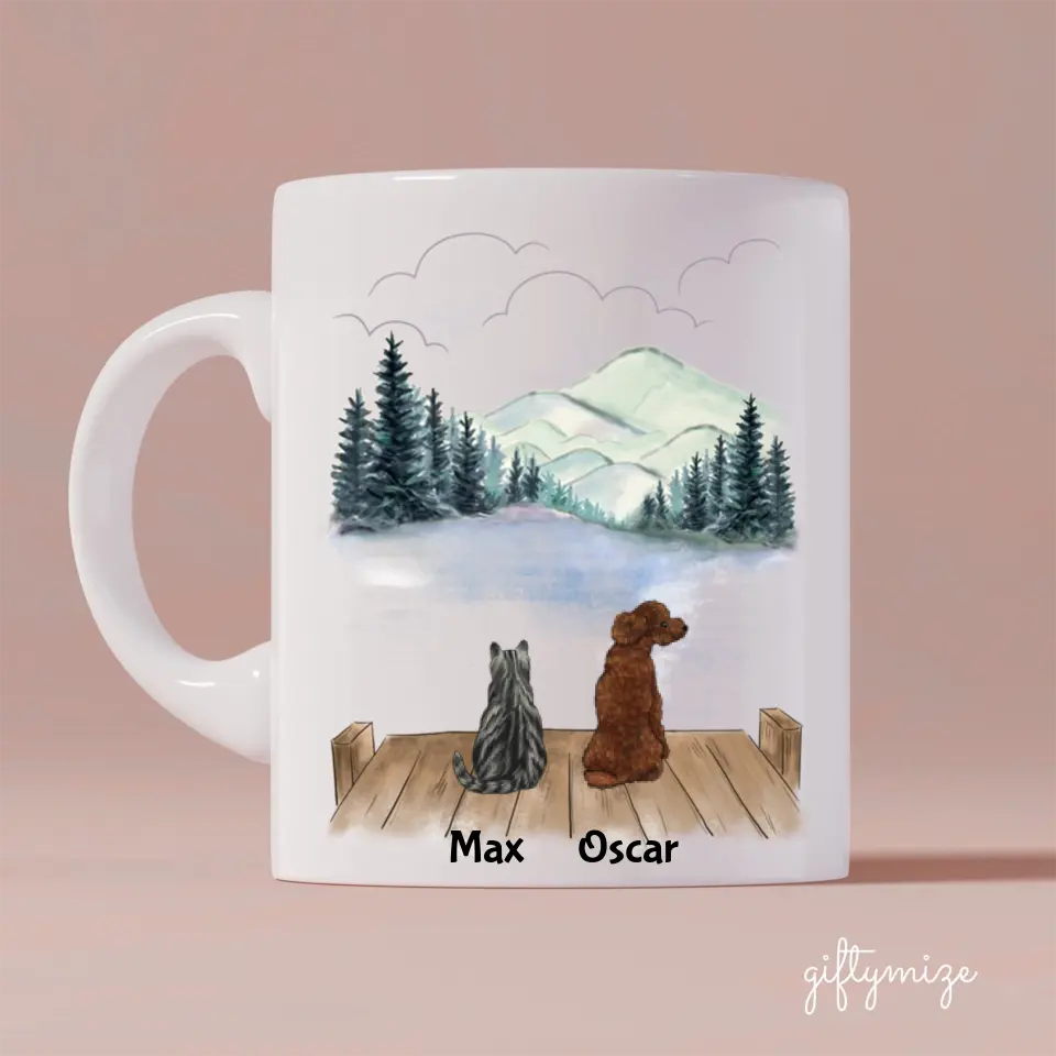 Cats and Dogs Personalized Mug - Name, cat, dog, background, quote can be customized