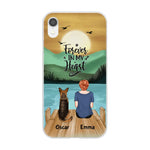 Girl and Dogs Personalized Phone Case for iPhone - Name, Skin, Hair, Dog, Background, Quote can be customized