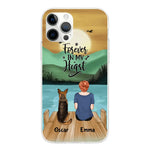 Girl and Dogs Personalized Phone Case for iPhone - Name, Skin, Hair, Dog, Background, Quote can be customized